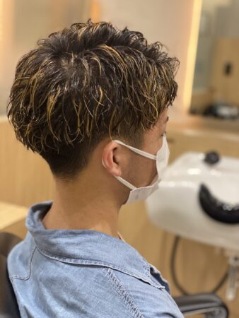 金メッシュ×ツイストスパイラルパーマ【草加】【メンズ】