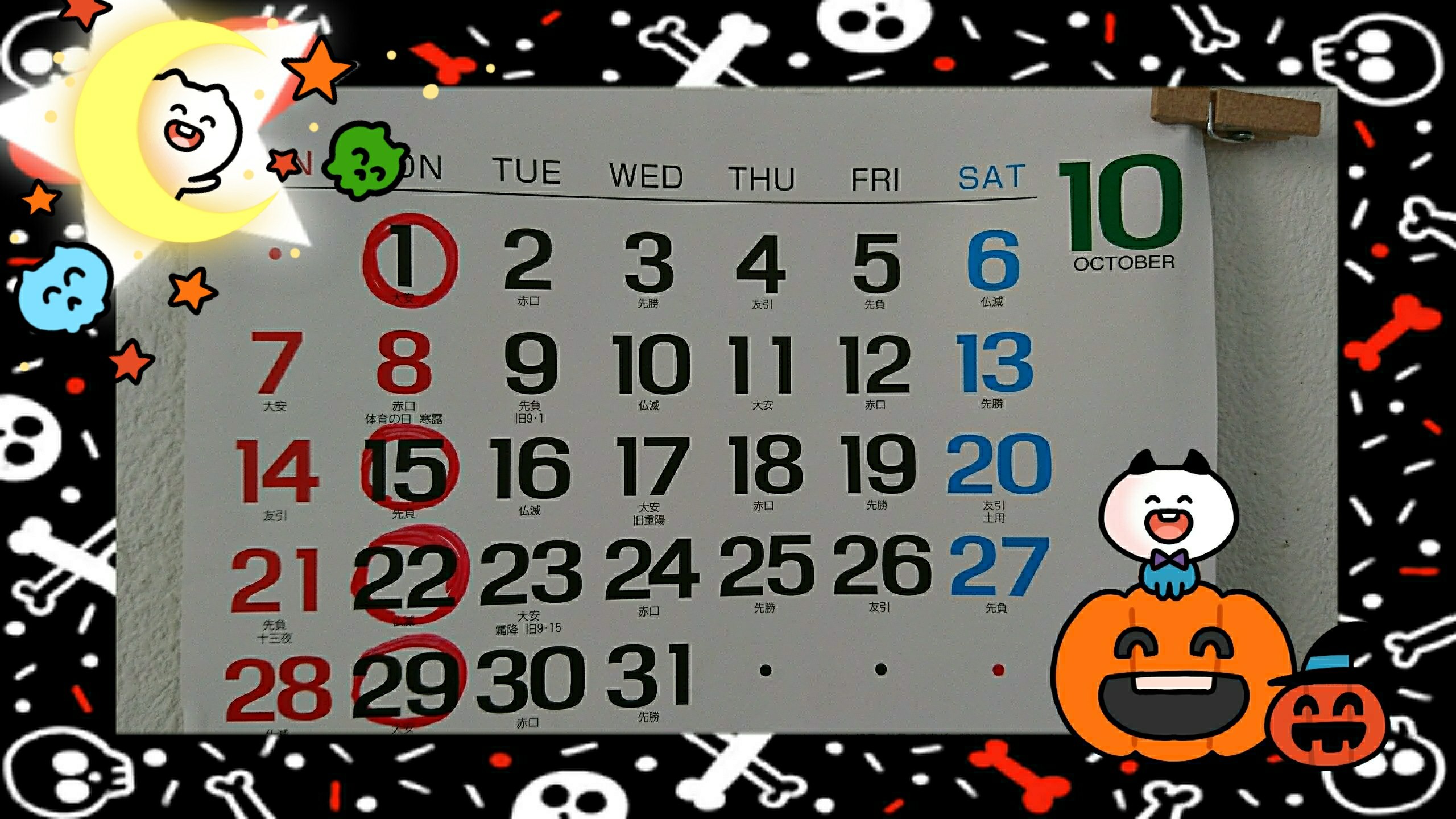 🎃１０月定休日のお知らせ💁